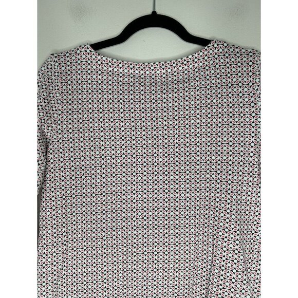 T by Talbots Shirt Womens Pink Black Mandala Floral Keyhole 3/4 Sleeve m… - Picture 11 of 11